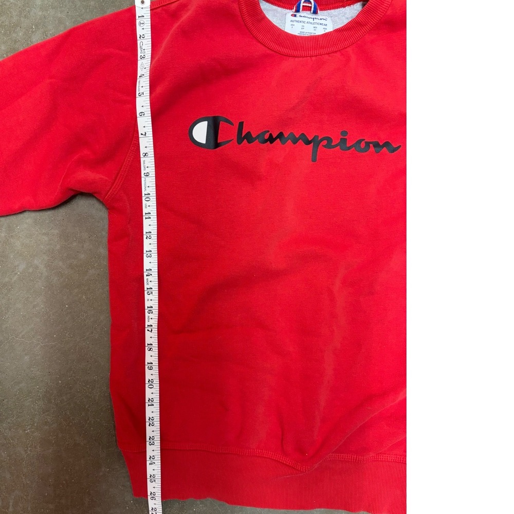 Champion Mens Red Script Logo Crewneck Sweatshirt Size Small Authentic Athletic - Picture 5 of 5